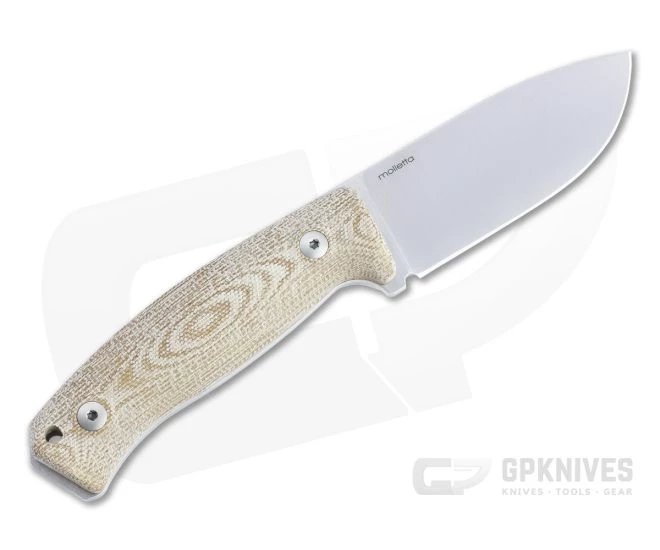 LionSteel M2M Satin M390 Natural Canvas Micarta Fixed Blade Knife 3 LionSteel M2M Satin M390 Natural Canvas Micarta Fixed Blade Knife - Image 3