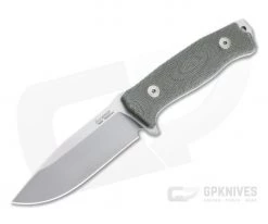 LionSteel M5 Green Canvas Micarta Satin Sleipner Steel Fixed Blade Hunter
