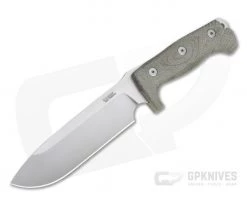 LionSteel M7 Solid Green Canvas Micarta Satin Sleipner Full Tang Fixed Blade M7-CVG