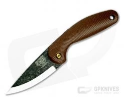 ESEE Pinhoti Friction Folder Black Stonewashed 1095 Sculpted Brown Micarta Folding Knife