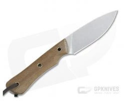 Smith & Sons Brave Stonewashed D2 Natural Canvas Micarta Everyday Carry Fixed Blade -Camping Knives best sale sm12101 3 1