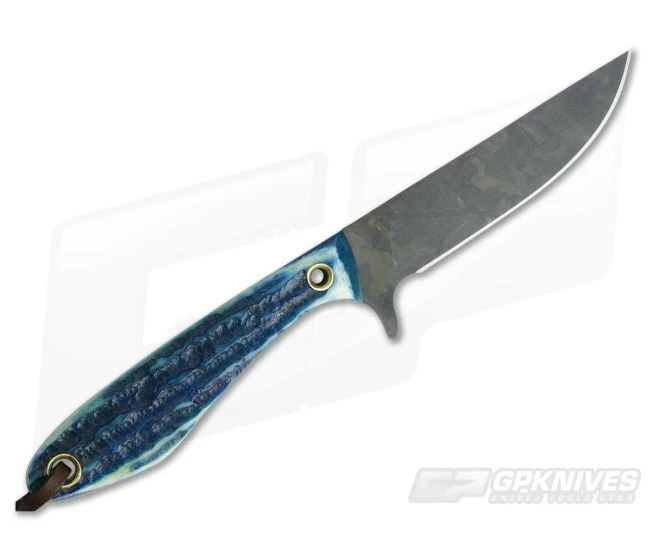 Smith & Sons Spur Original Patina 1095 Blue Jigged Bone EDC Fixed Blade 3 Smith & Sons Spur Original Patina 1095 Blue Jigged Bone EDC Fixed Blade - Image 3