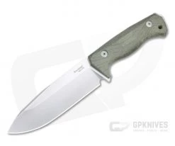 LionSteel T6 Satin K490 Green Canvas Micarta Fixed Blade Knife