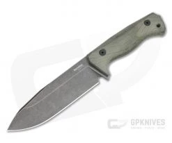 LionSteel T6 Old Black PVD K490 Green Canvas Micarta Fixed Blade Knife
