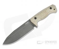 LionSteel T6 Old Black PVD K490 Natural Canvas Micarta Fixed Blade Knife