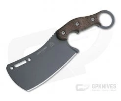 TOPS Knives Tidal Force Brown Burlap Micarta Karambit Cleaver Fixed Blade TFOR-01