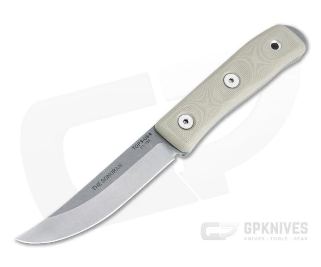 TOPS Knives The Sonoran Tumbled 1095 Tan G10 Fixed Blade Knife TSNRN-01 1 TOPS Knives The Sonoran Tumbled 1095 Tan G10 Fixed Blade Knife TSNRN-01